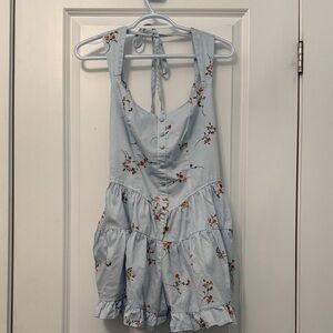wild fable Light Blue Floral Tie-Back Romper